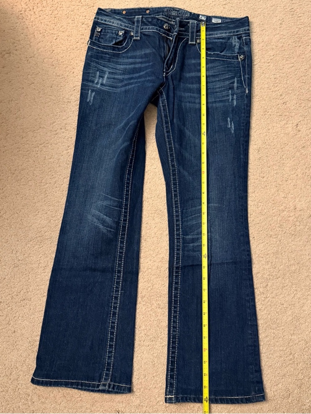 Miss Me Dark Blue Boot Cut Jeans with Embroidered Pocket - Picture 7 of 7
